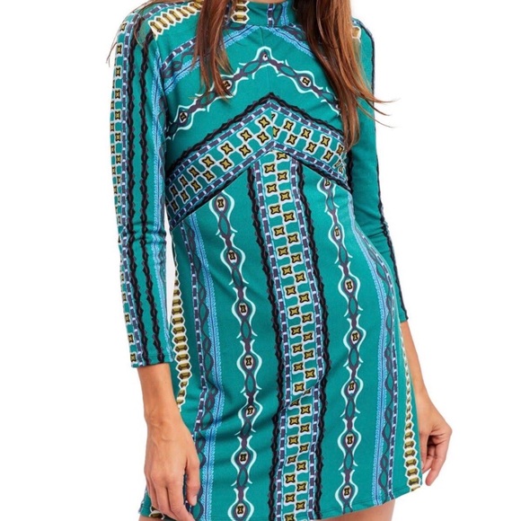 Free People Stella Green Mini Dress Retro NWT - Picture 3 of 8